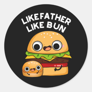 Som Far som Bun Funny Food Pun Mörk BG Runt Klistermärke