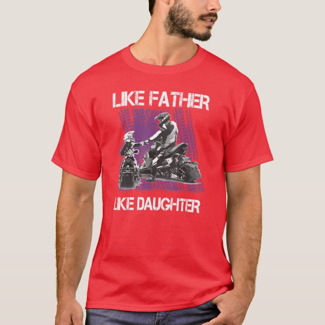 Som Far, som DDotters Snowmobile Snowmobiling T Shirt (Framsida)