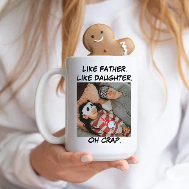 Som Far som Dotter Fotosvart vitt Kaffemugg (Skapare uppladdad)