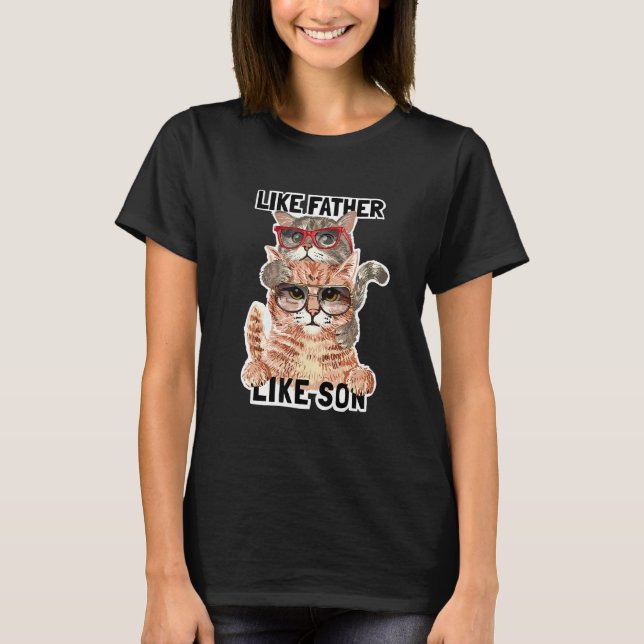 Som Far som Son Cat Sunglass Animal T Shirt (Framsida)