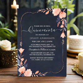 Som Glam Boll Gown Spark Mörk Navy Blue Quinceaner Inbjudningar