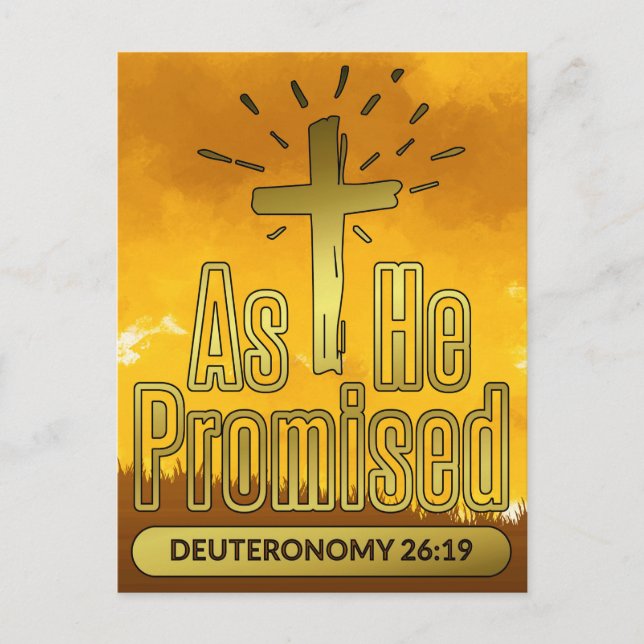 Som han lovade uteronomi 26:19 Bible Verse Vykort (Framsida)