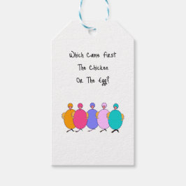 som kom först från kycklingen eller äggen presentetikett