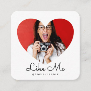 Som Me White Photo Heart Ram Girly Social Media Fyrkantigt Visitkort