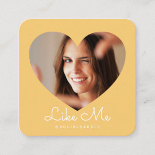Som Me YellowPhoto Heart Ram Girly Social Media Fyrkantigt Visitkort