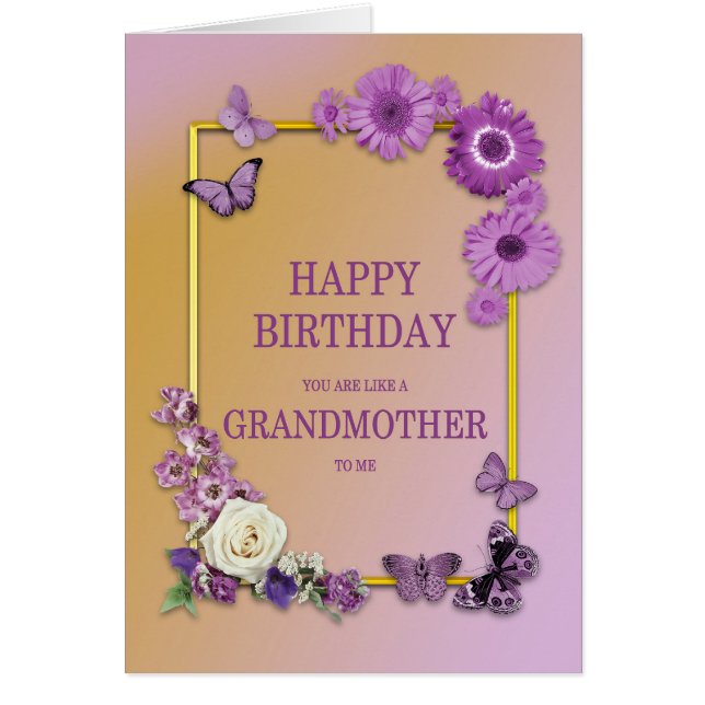 Som mormor Flower och Butterflies Hälsningskort (Framsidan)