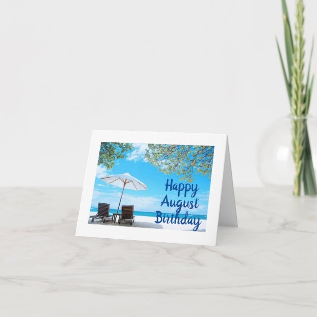 **SOM NICE SOM DAG VID BEACH** AUGUSTI BIRTHDAY KORT (Framsida)