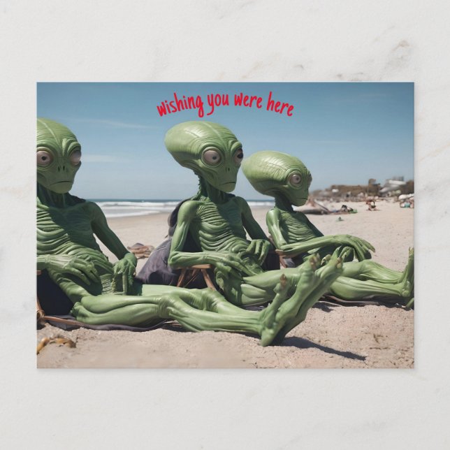 som önskar att du var här utomjordingar på strande vykort (Framsida)