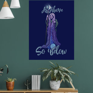 "Som ovan nedan" Crone Måne Goddess Pagan Art Poster