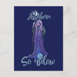 "Som ovan nedan" Crone Måne Goddess Pagan Art Vykort