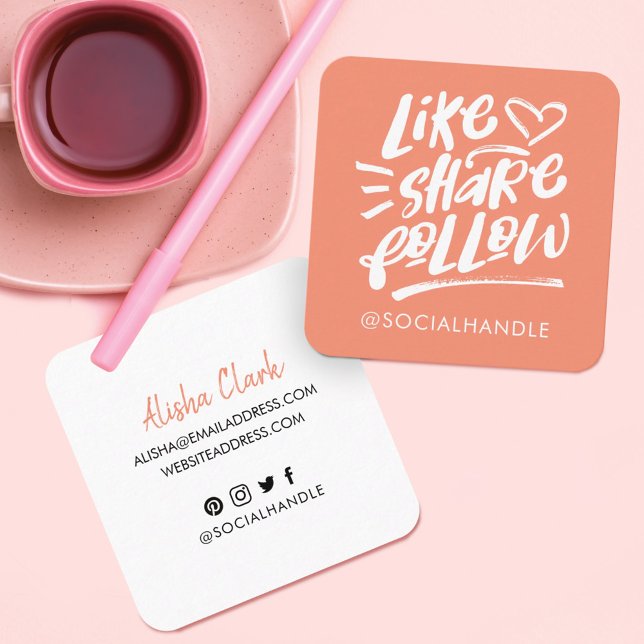 Som Social-media med  följpenselskript Fyrkantigt Visitkort (Skapare uppladdad)