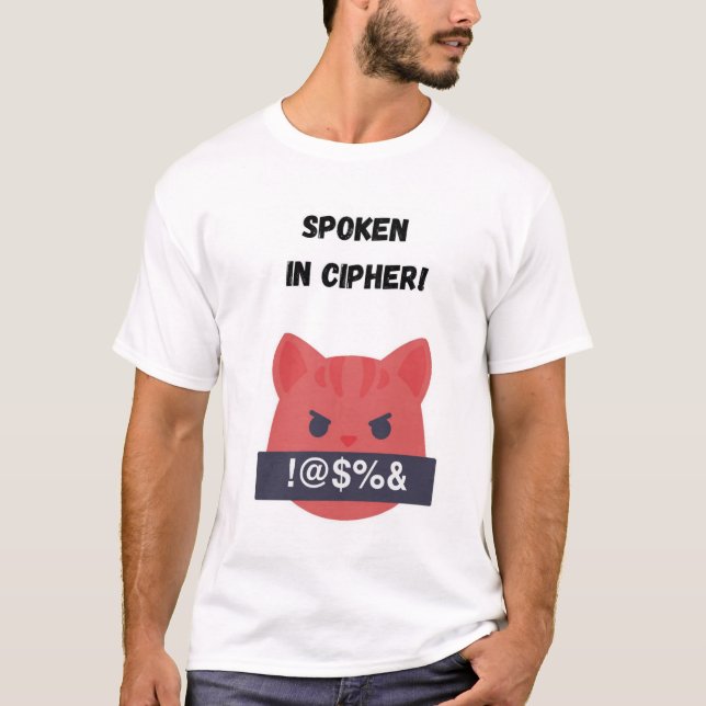 Som talas i chiffrering! Funny Cat T Shirt (Framsida)