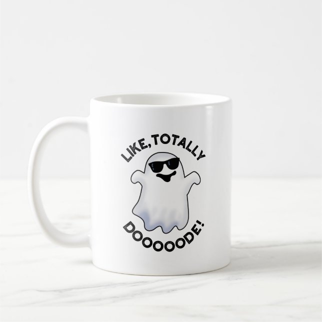 Som Totally Doode Funny Ghost Pun Kaffemugg (Vänster)