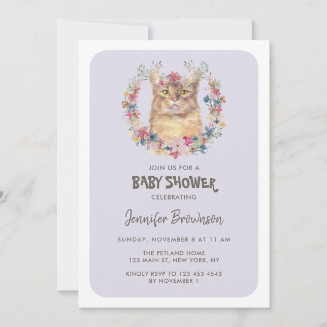 Somali Cat Baby Shower Inbjudningar (Framsida)