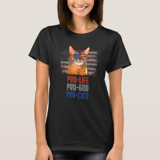 Somali Cat Pro Life Pro Gud Pro Cats American Flag T Shirt