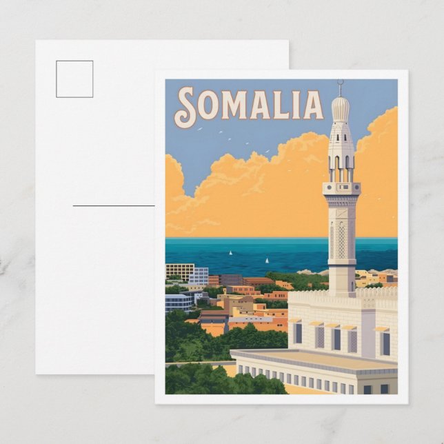 Somalia Afrika Vintage Resa  Vykort (Fram/baksida)