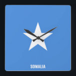 Somalia Flag Dazzling Patriotic Fyrkantig Klocka<br><div class="desc">Somalia Flag Dazzling Patriotic Square Wall Clock in the colors and the elements of the Somalia national flag covering the front of the clock. National flag colors are complemented with the text "Somalia" on the bottom. Text is fully customizable using "Customize it!" feature. Feel free to change it, remove it...</div>