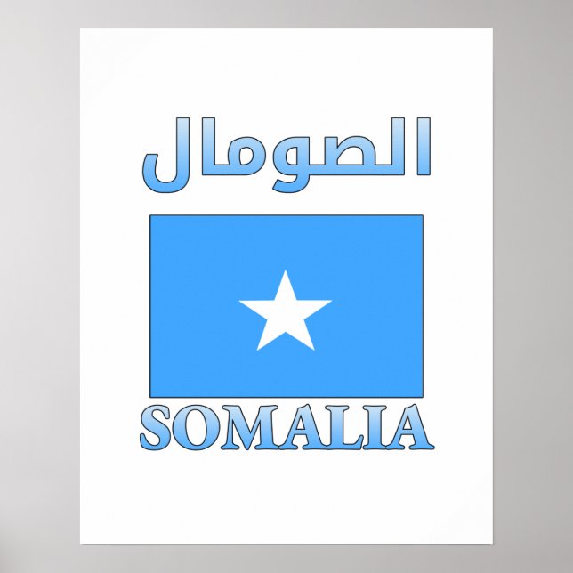 Somalia Flagga ا ل ص و م ل arabiska och engelska W Poster (Framsidan)