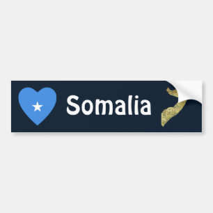 Somalia flaggahjärta + Kartabildekal Bildekal