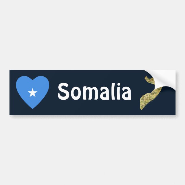 Somalia flaggahjärta + Kartabildekal Bildekal (Framsidan)