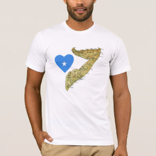 Somalia flaggahjärta och kartaT-tröja T-shirt
