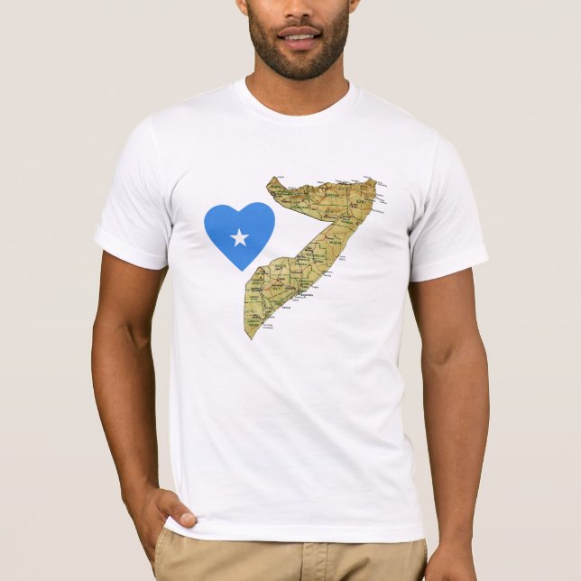 Somalia flaggahjärta och kartaT-tröja T-shirt (Framsida)