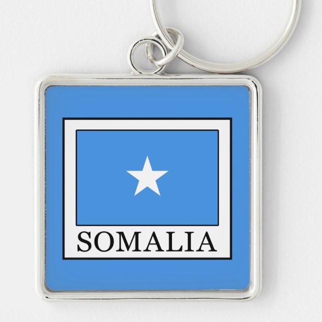 Somalia Fyrkantig Silverfärgad Nyckelring (Framsidan)