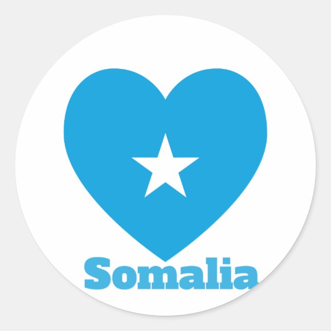 Somalia Heart Flagga Runt Klistermärke (Framsida)