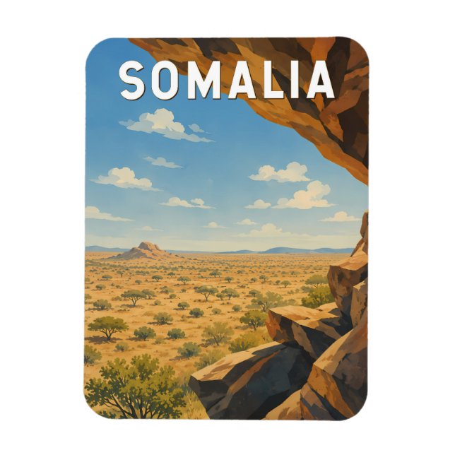 Somalia Illustration Resa Konst Vintage Magnet (Vertikal)