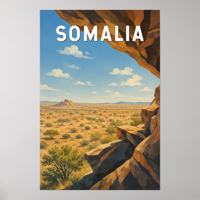 Somalia Illustration Resa Konst Vintage Poster (Framsidan)