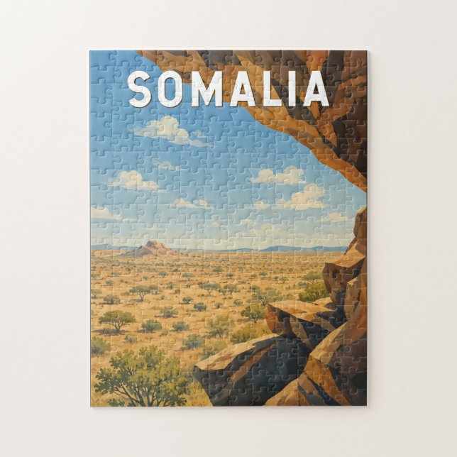 Somalia Illustration Resa Konst Vintage Pussel (Vertikal)