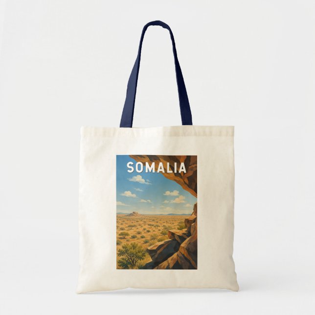 Somalia Illustration Resa Konst Vintage Tygkasse (Framsidan)