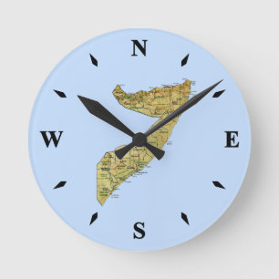 Somalia Karta Clock Rund Klocka