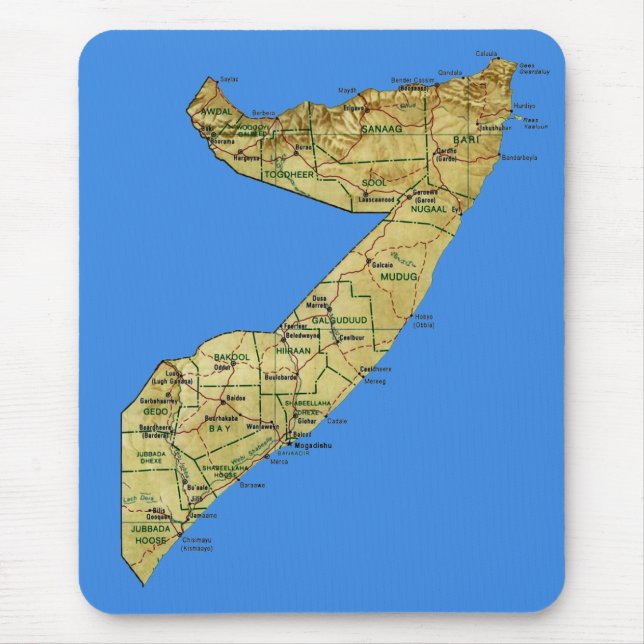 Somalia karta Mousepad Musmatta (Framsidan)