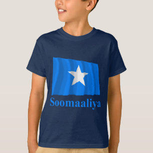 Somalia som vinkar flagga med namn i somaliskt t-shirt