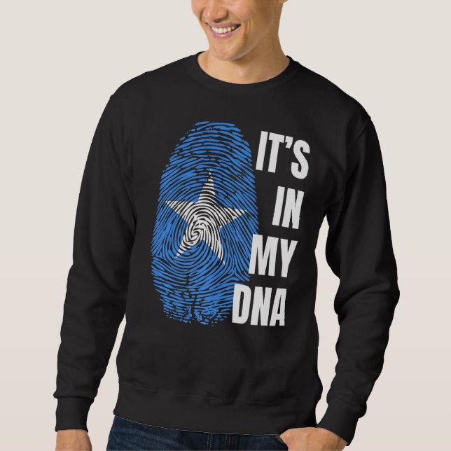 Somalias Flagga Dna Fingerprint Black History Måna Lång Ärmad Tröja (Framsida)