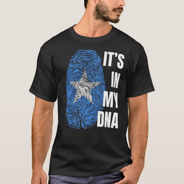 Somalias Flagga Dna Fingerprint Black History Måna T Shirt (Framsida)
