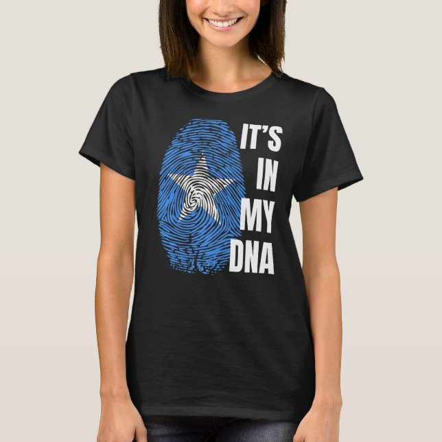 Somalias Flagga Dna Fingerprint Black History Måna T Shirt (Framsida)