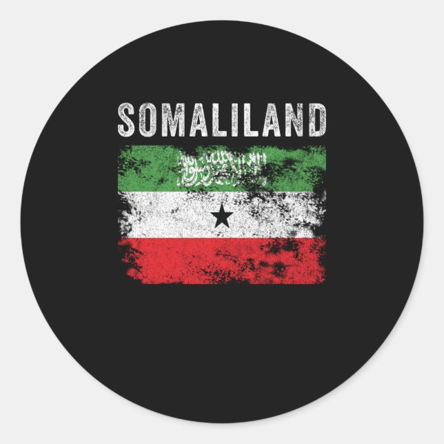Somaliland Flagga Distress Runt Klistermärke (Framsida)
