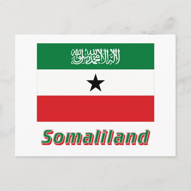 Somaliland Flagga med Namn Vykort (Framsida)