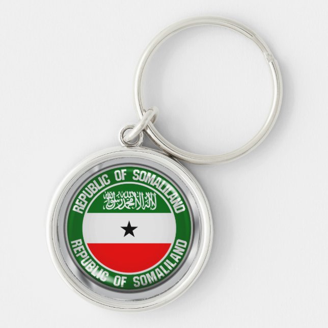 Somaliland Round Emblem Rund Silverfärgad Nyckelring (Framsidan)