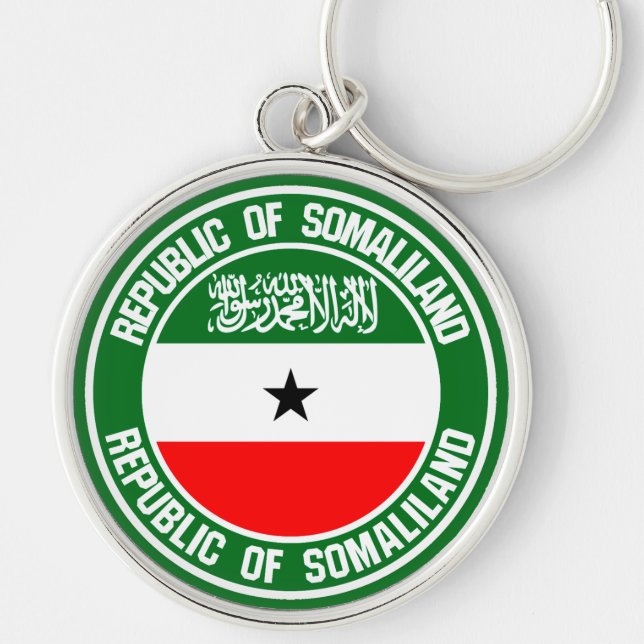 Somaliland Round Emblem Rund Silverfärgad Nyckelring (Framsidan)