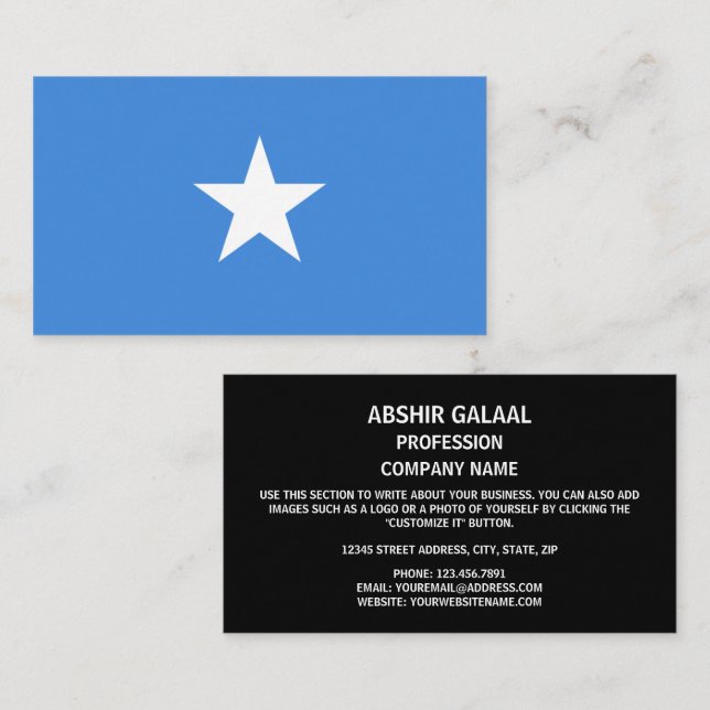 Somaliska Flagga, Flagga Somalia Visitkort (Fram/baksida)