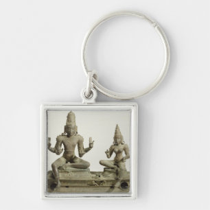 Somaskanda Chola, Tamil Nadu (brons), Fyrkantig Silverfärgad Nyckelring