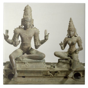 Somaskanda Chola, Tamil Nadu (brons), Kakelplatta