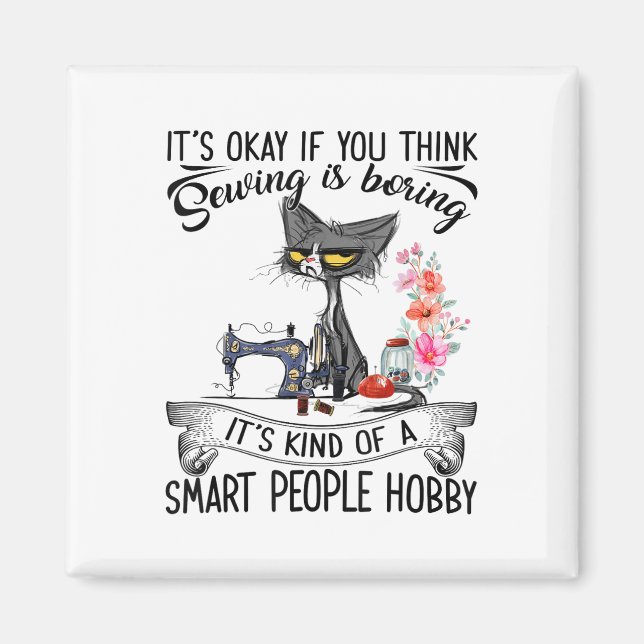 Sömaskin Hantverk Quiltning Avlopp Katt Sy  Magnet (Framsidan)