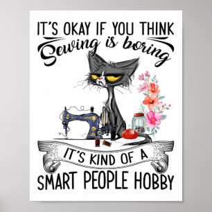 Sömaskin Hantverk Quiltning Avlopp Katt Sy Poster