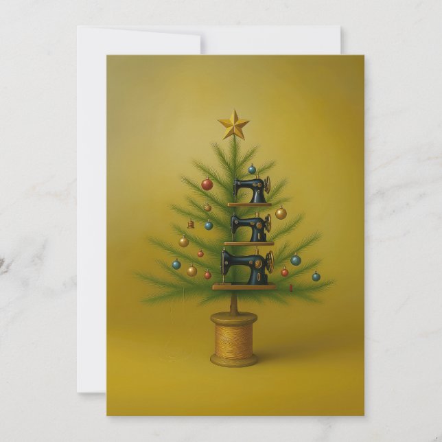 Sömaskin julgran Glad hantverk Xmas Julkort (Framsida)