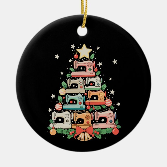 Sömaskin Julgran Sticka Sy Xmas Julgransprydnad Keramik (Framsidan)