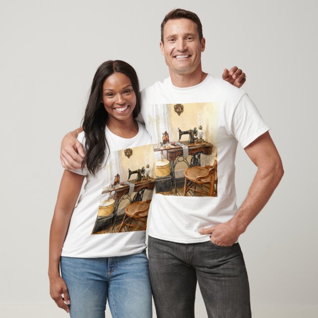 Sömaskin och trådkarusell t shirt (Unisex)